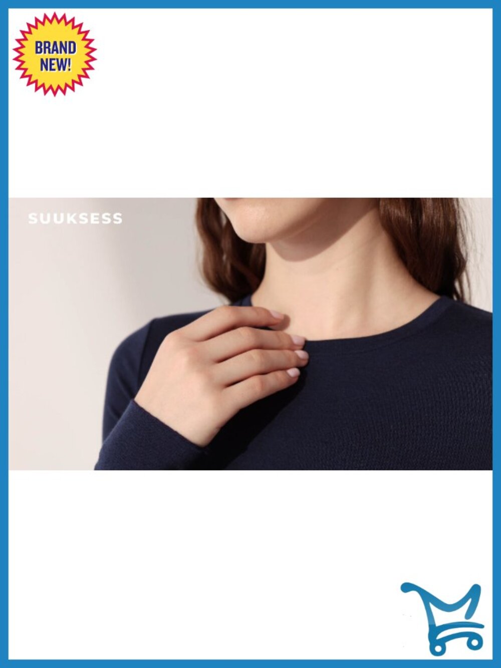 Cashmere Modal Fitted Long Sleeve Crew Neck Knit Top - Picture 6 of 6